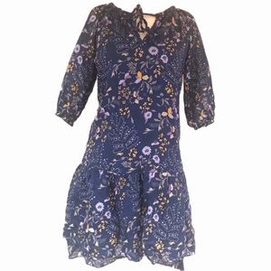 GAP Blue Floral Dress 3/4 Sleeve